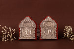 Load image into Gallery viewer, Pure silver Shubhh Labh pendant by Rasava Jewels, featuring intricate traditional design on shiny silver surface.