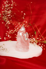 Load image into Gallery viewer, Natural Rose Quartz Ganesh ji (With Silver)