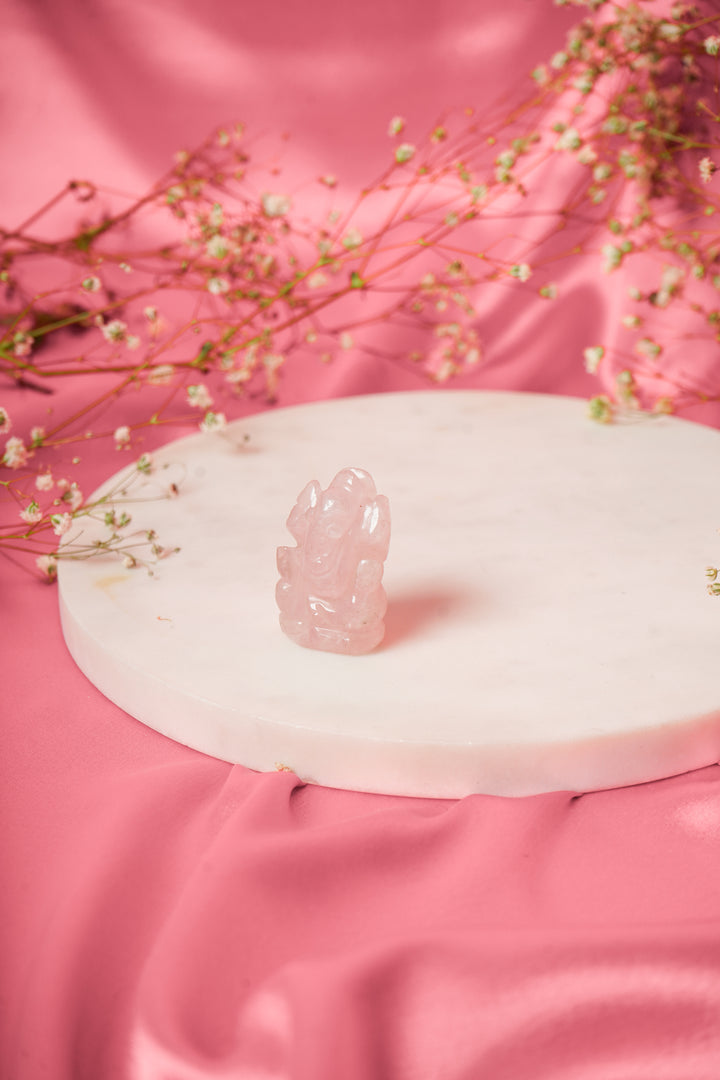 Natural Rose Quartz Ganesh ji