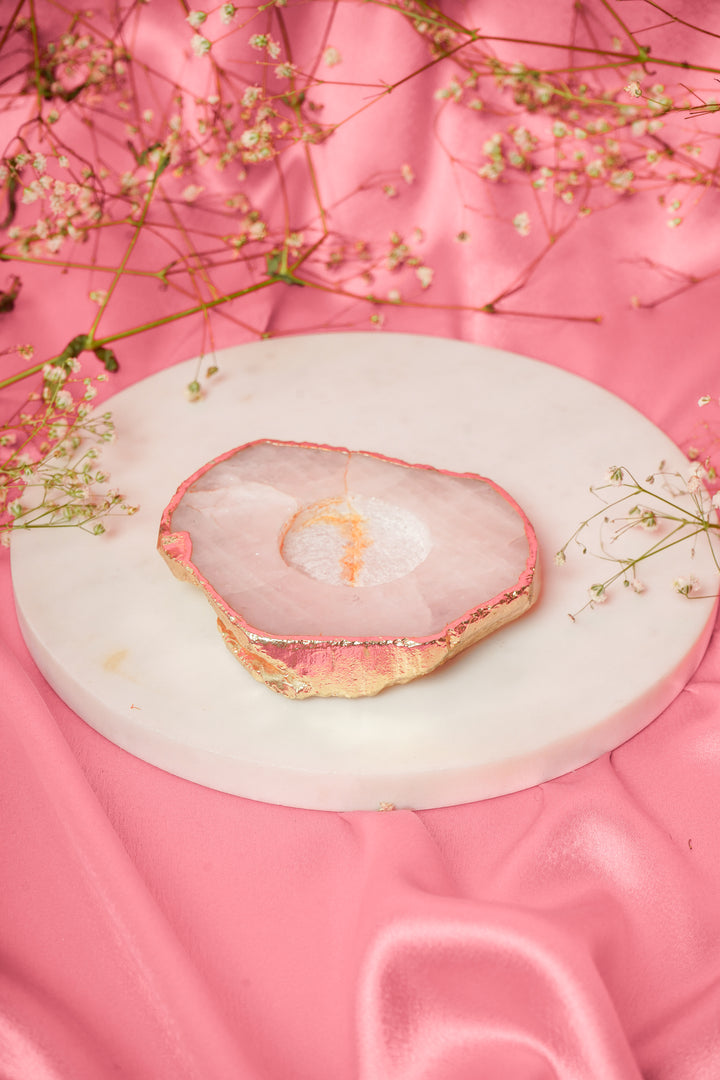Natural Rose Quartz Tea Light Candle