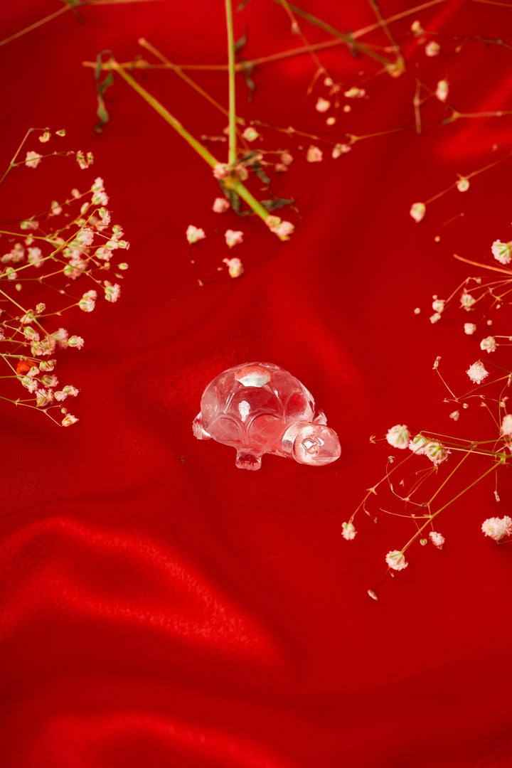 Natural Clear Quartz Tortoise with Silver