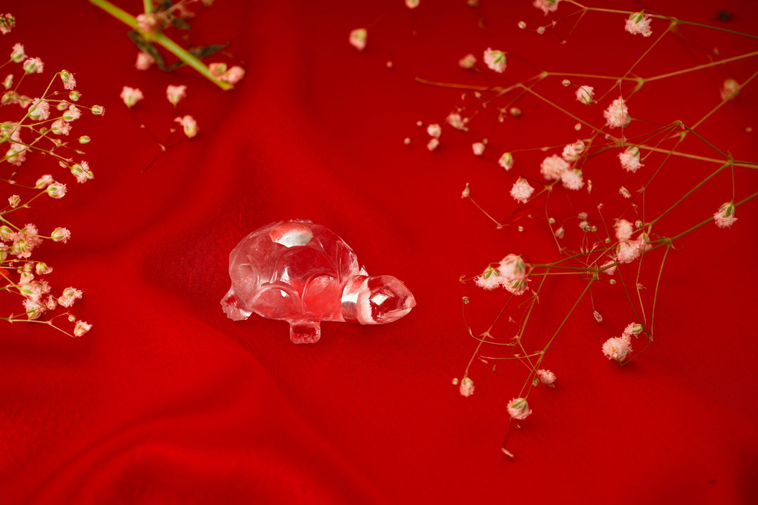 Natural Clear Quartz Tortoise with Silver