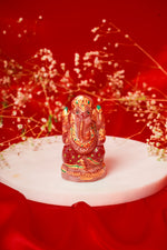 Load image into Gallery viewer, Natural Rose Quartz Ganesh Ji-(Meenakari)