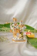 Load image into Gallery viewer, Silver and gold plated Radha krishna idol