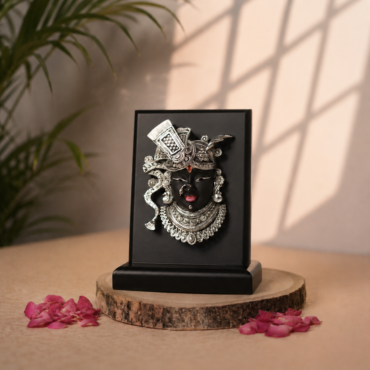 999 Pure Silver Shrinath Ji Frame – Black Base
