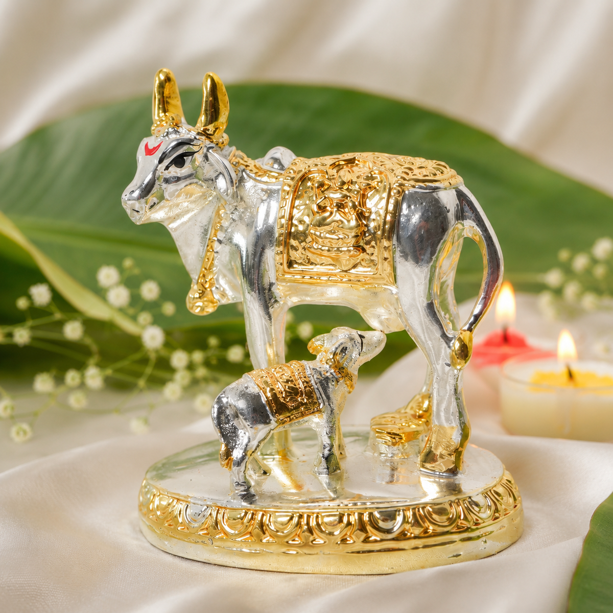 Silver & Gold Plated Cow Idol