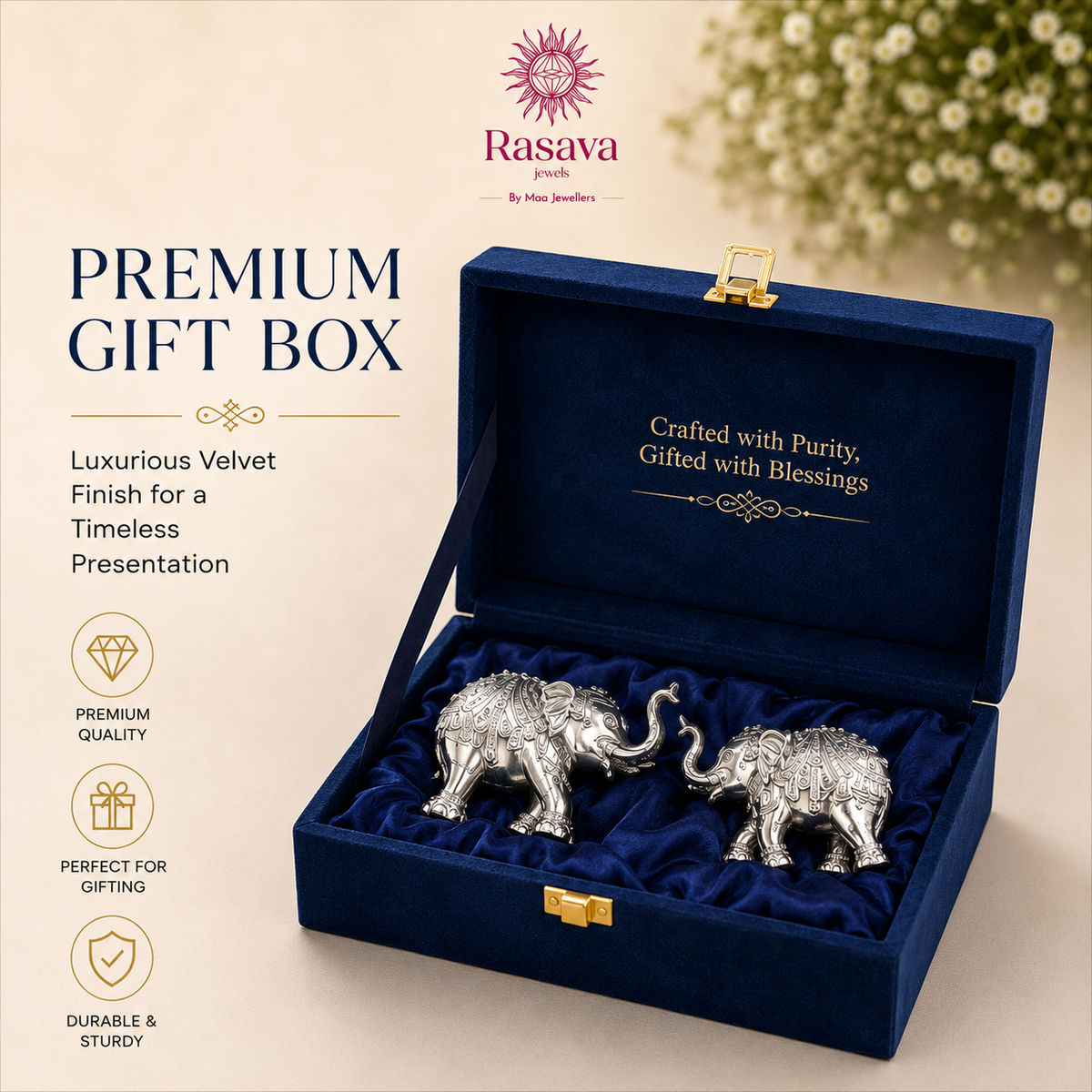 999 Pure Silver Elephant Pair