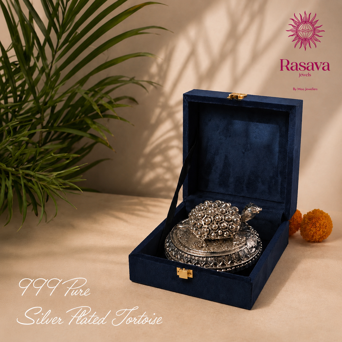 999 Pure Silver Tortoise with Elegant Silver Base