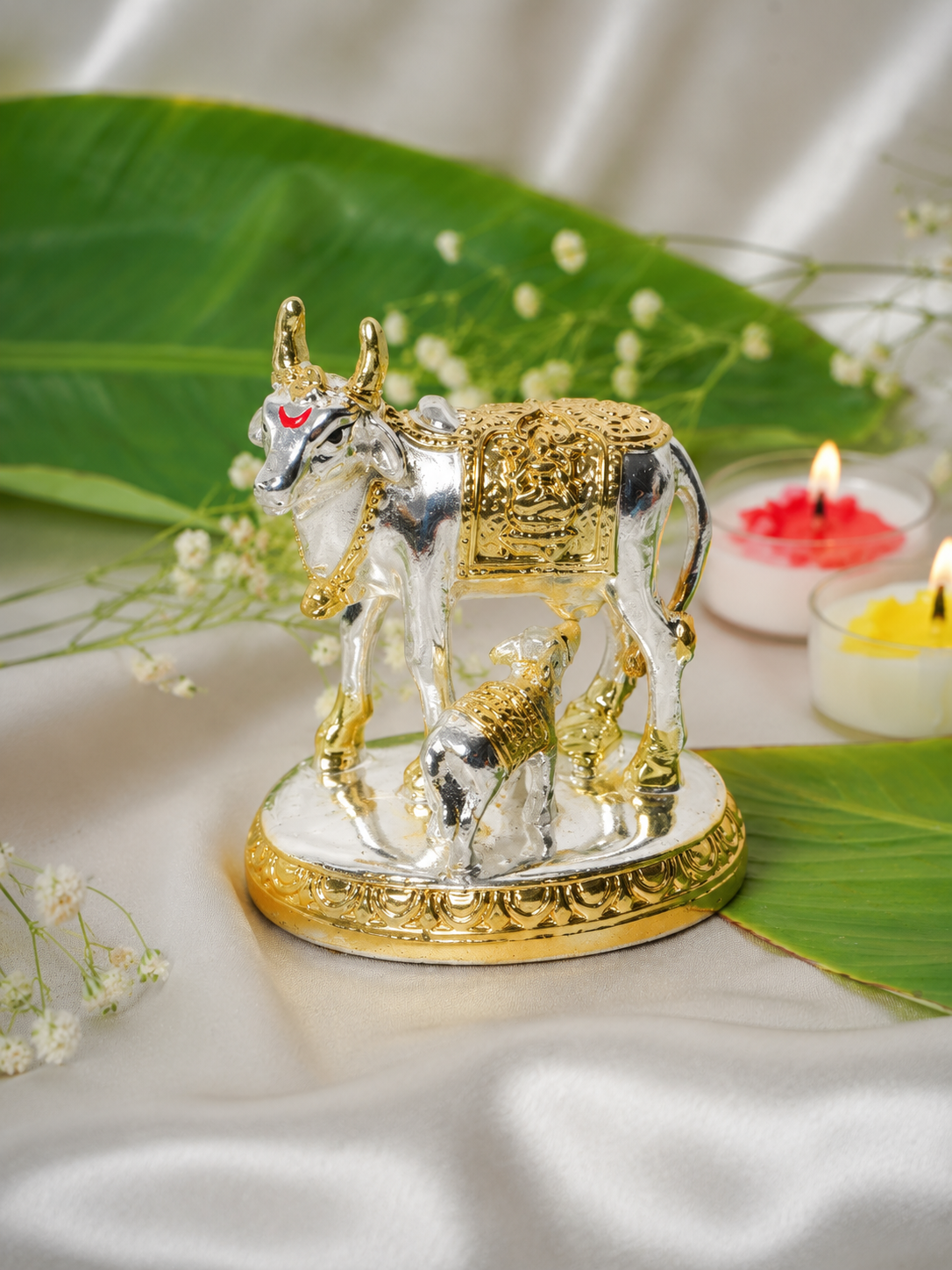 Silver & Gold Plated Cow Idol