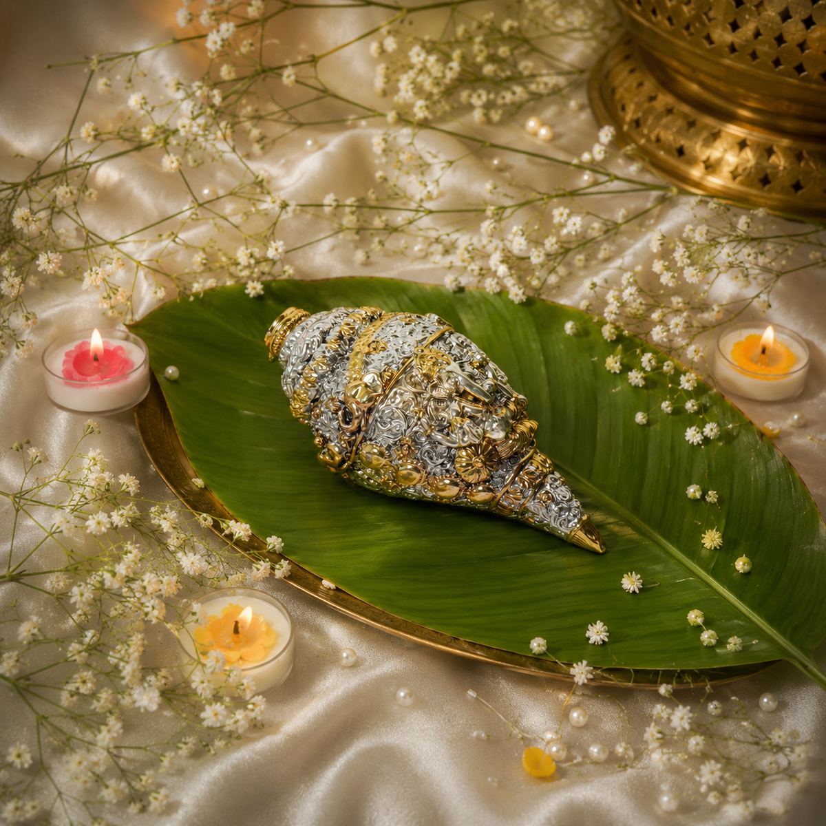 Silver & Gold Plated Shankh