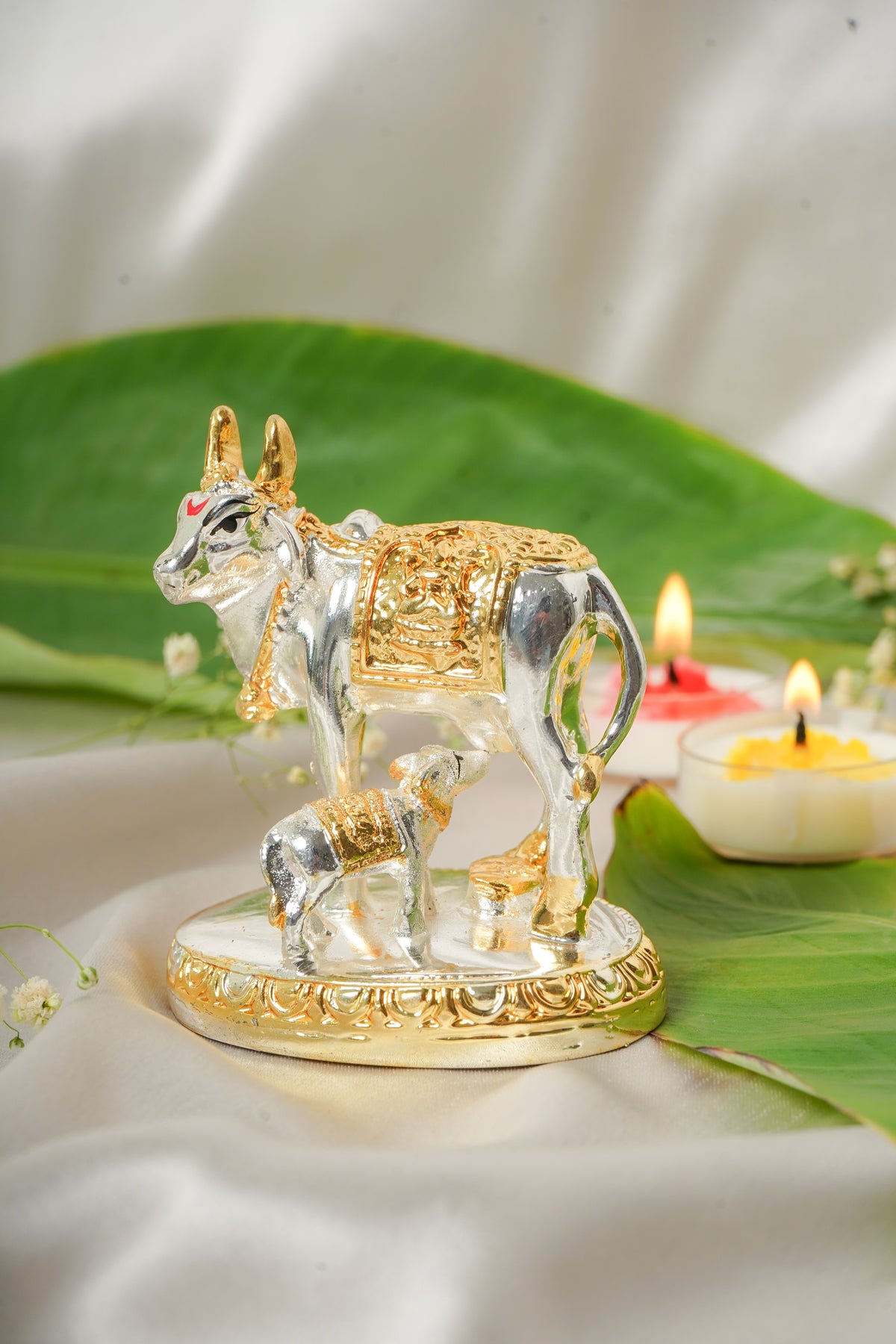 Silver & Gold Plated Cow Idol