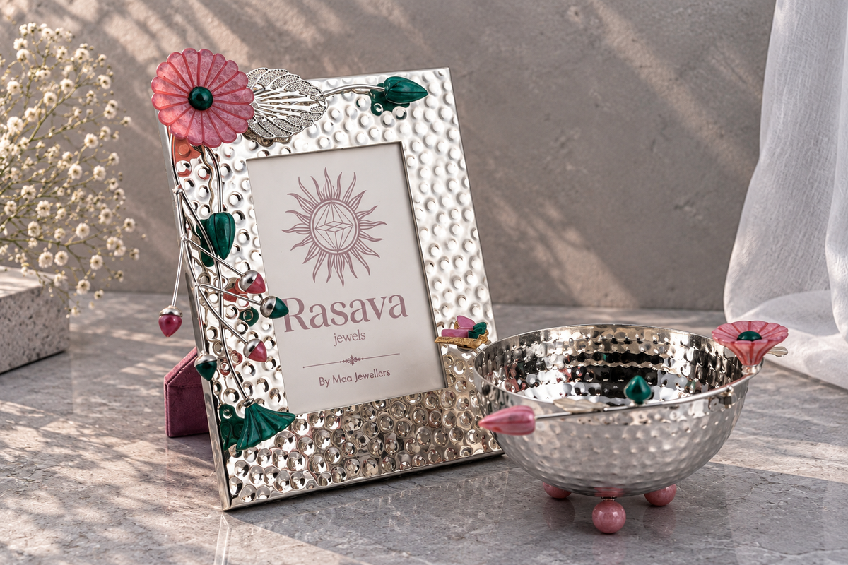 Premium German Silver Photo Frame and Bowl Set