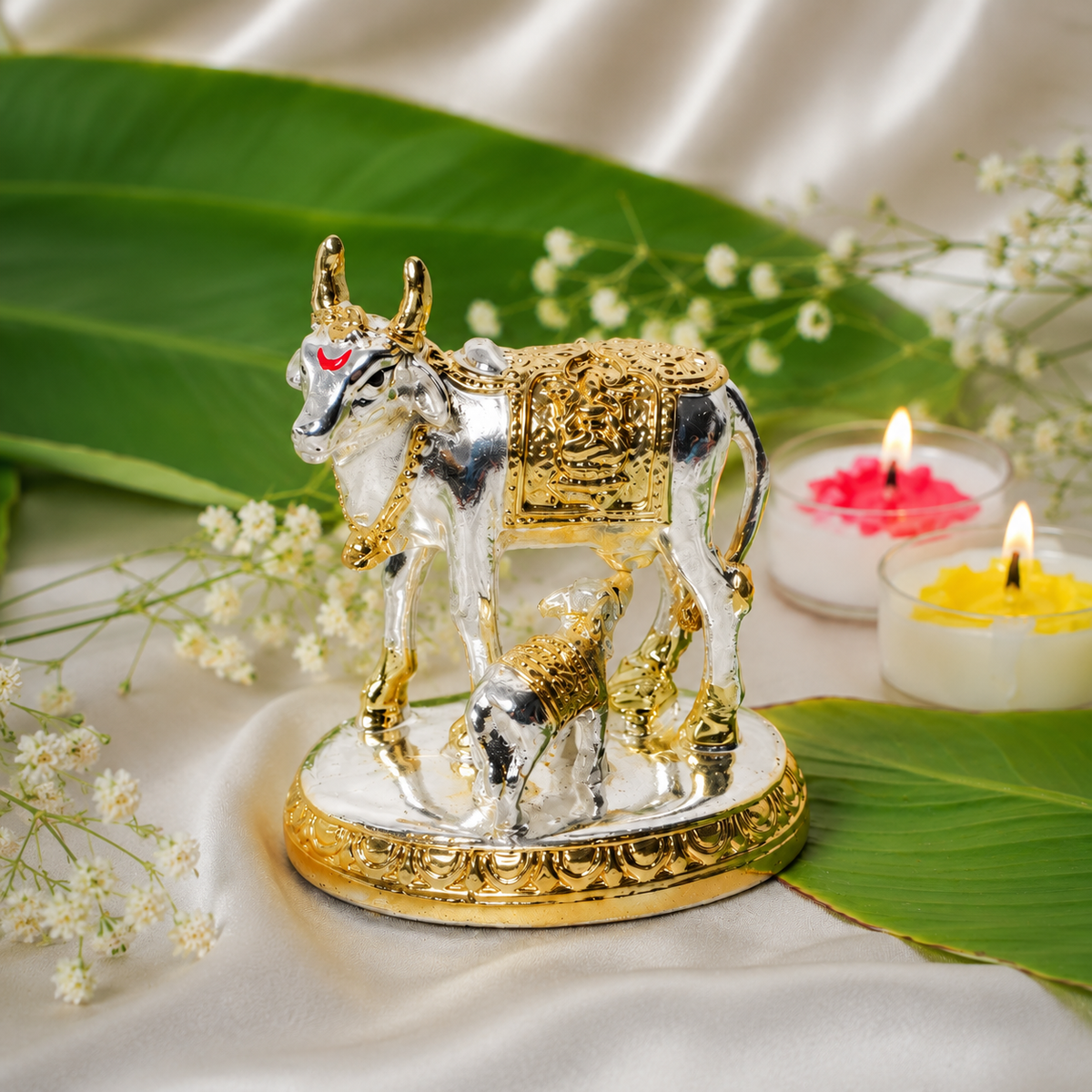 Silver & Gold Plated Cow Idol