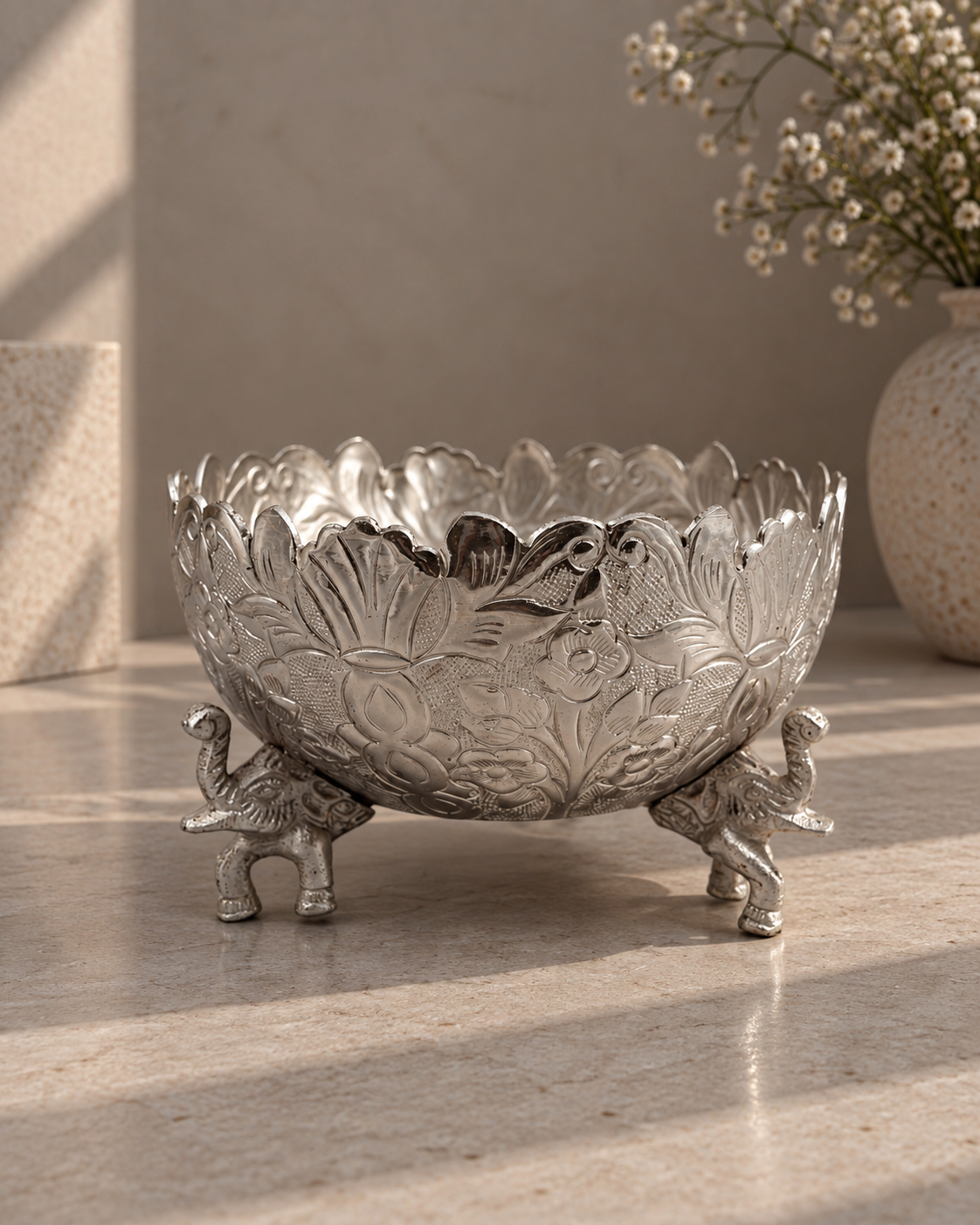 Premium German Silver Elephant Urli