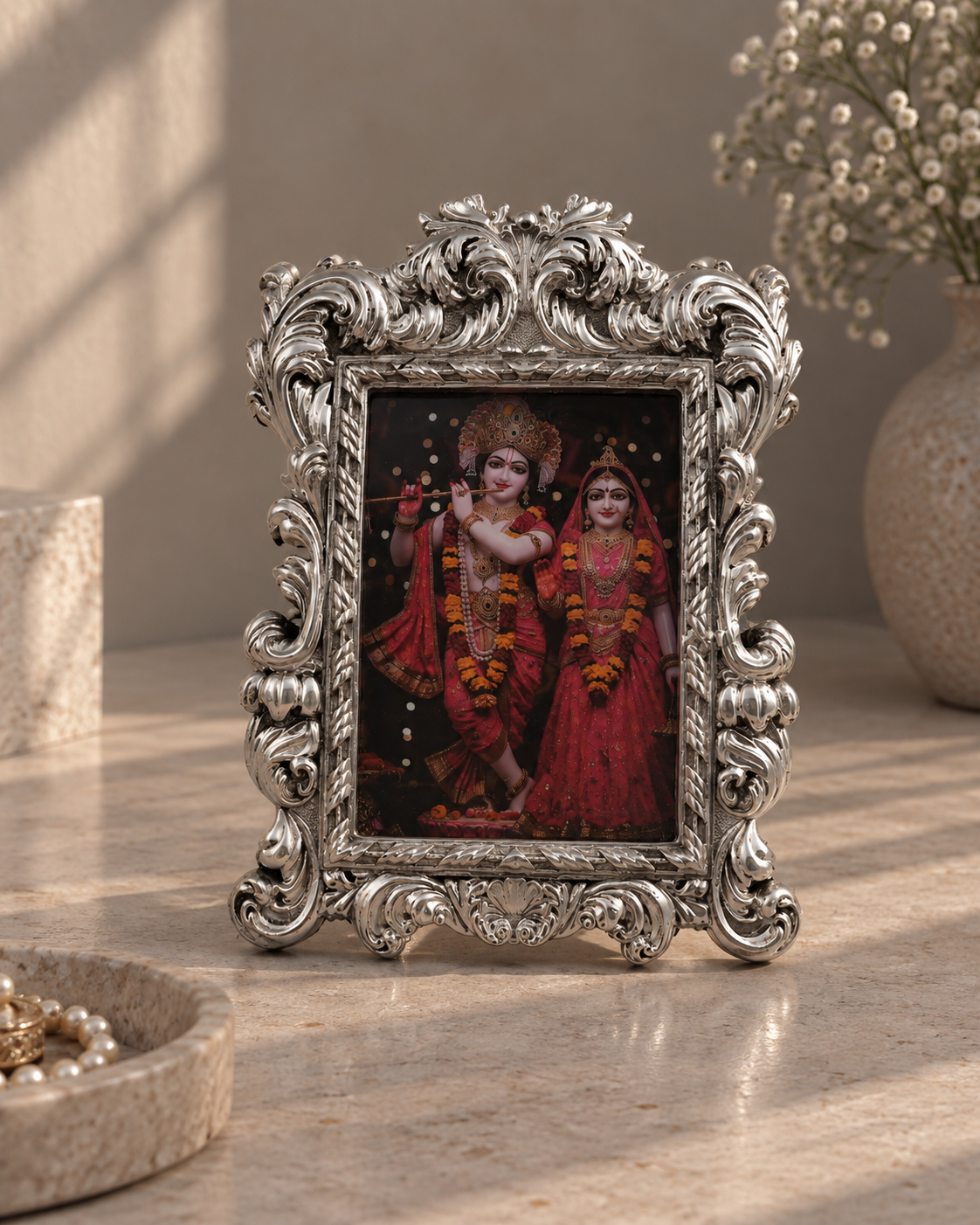 999 Pure Silver Radha Krishna Frame