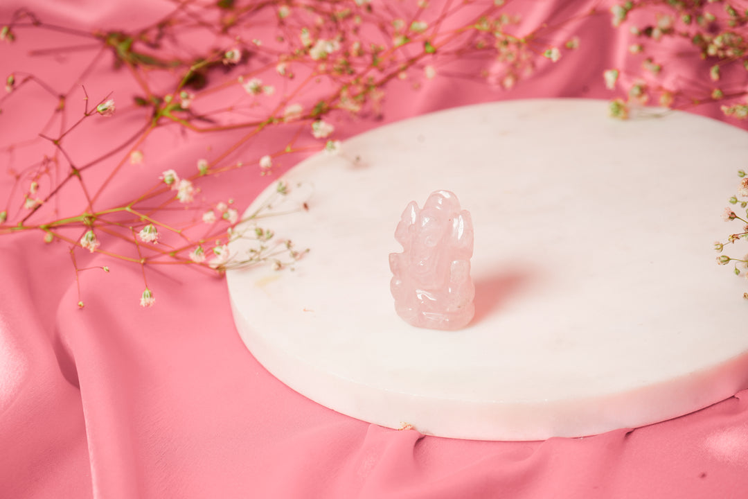 Natural Rose Quartz Ganesh ji