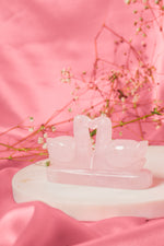 Load image into Gallery viewer, Natural Rose Quartz Swan Pair
