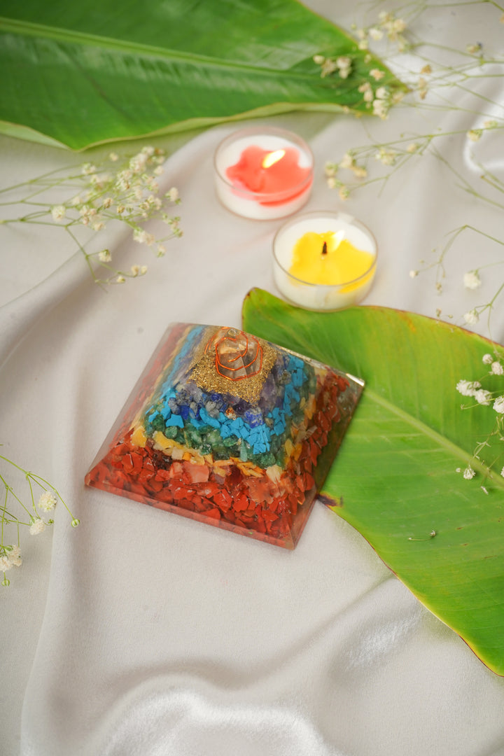 Seven Chakra Natural Stone Pyramid