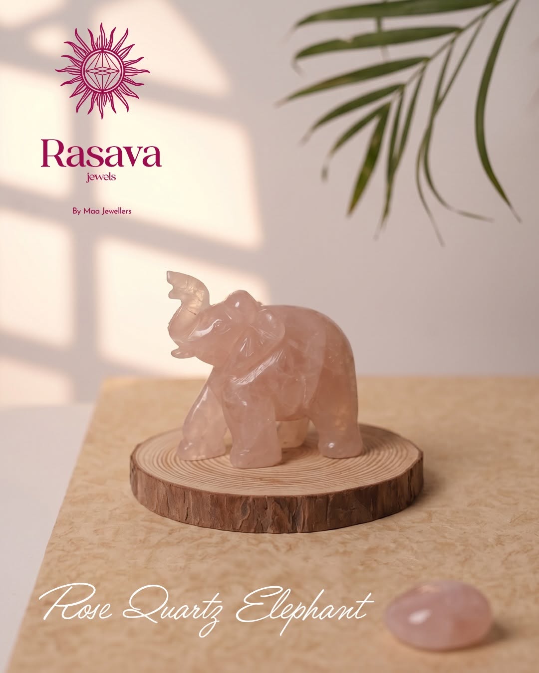 Natural Rose Quartz Elephant