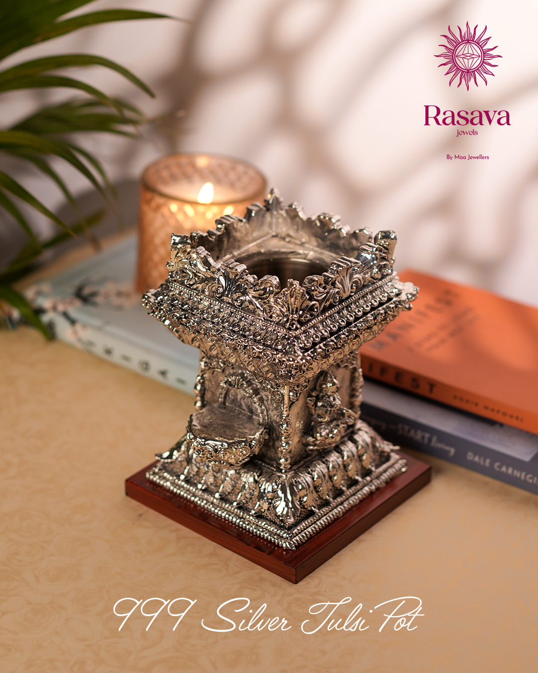999 Pure Silver Tulsi Pot