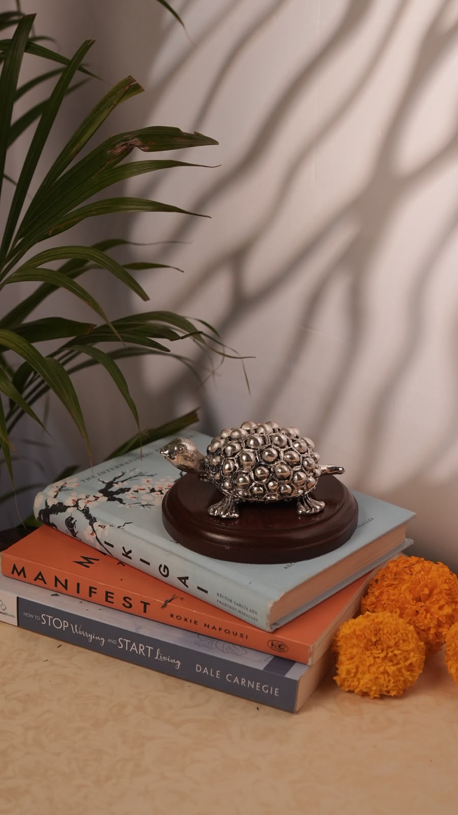999 Pure Silver Tortoise with Elegant Wooden Base