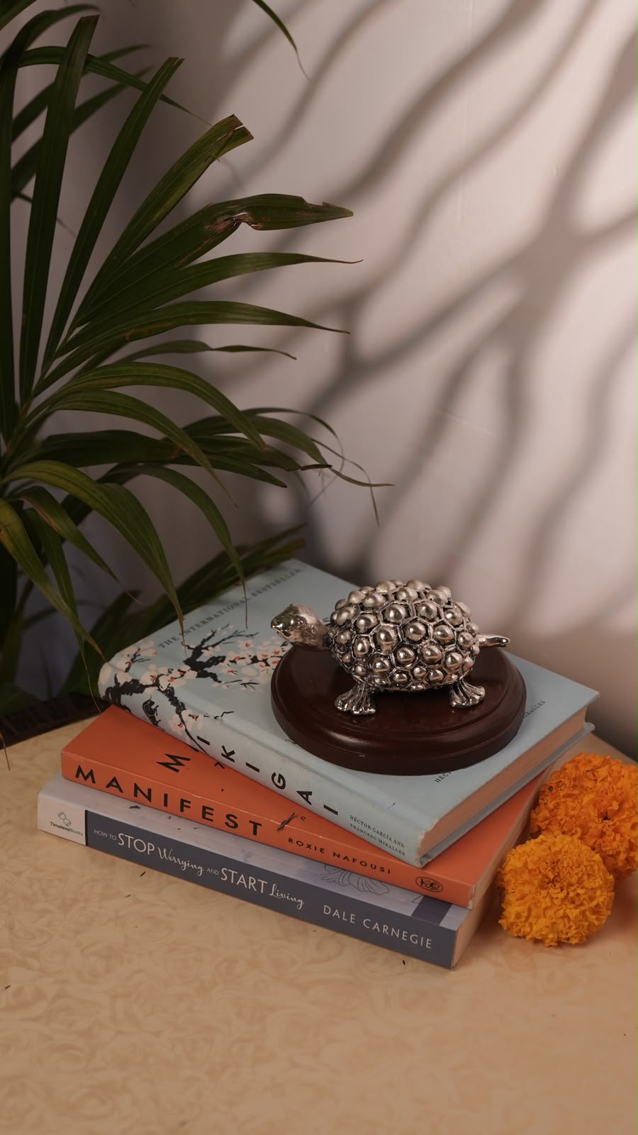 999 Pure Silver Tortoise with Elegant Wooden Base